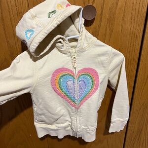 Baby gap 5T zip up sweater hearts pale yellow